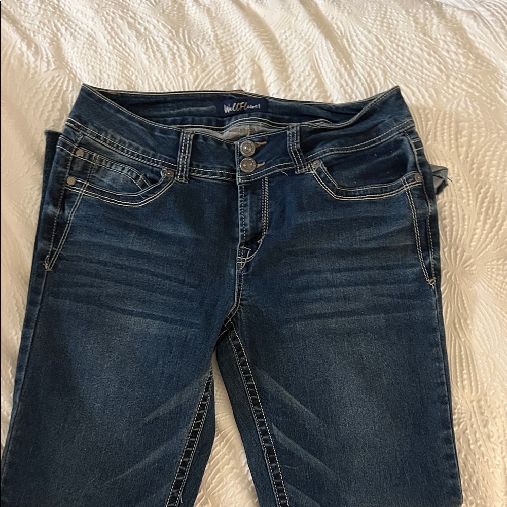 Wallflower Dark Blue Skinny Jeans with Double Button Waist